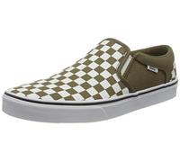 Vans Men's Asher Sneaker, (Checkerboard) military olive/white, 8 UK medium