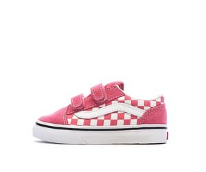 Vans Old Skool V Check Boys Pink Sneakers, Pink, 7.5 UK
