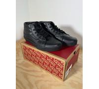 VANS Sk8-Mid Reissue Kids Black Leather Trainers UK 3 EU 35 Brand New