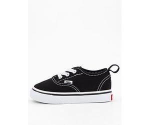 Vans Toddler Authentic Elastic Lace Trainers, Black/White, Size 3.5 Younger Black/White