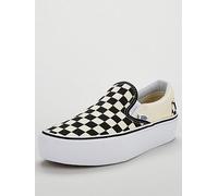 Vans Unisex Classic Slip-on Platform Trainers, Black/White, Size 6, Women Black/White