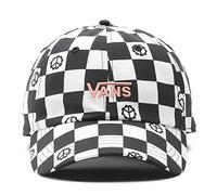 Vans Women's Court Side Checkerboard Peace Sign Baseball Hat Black, Black, One size