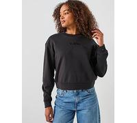 Vans Womens Essential French Terry Relaxed Crew, Black, Size L, Women Black