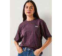 Vans Womens Left Chest Logo Embroided T-Shirt - Dark Grey, Burgundy, Size Xl, Women Burgundy