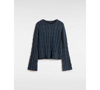 Vans Womens Mila Cable Knit Crop Sweater - Dark Blue Cotton - Size 2XS