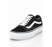 Vans Womens Old Skool Platform Trainers - Black, Black/White, Size 6, Women Black/White