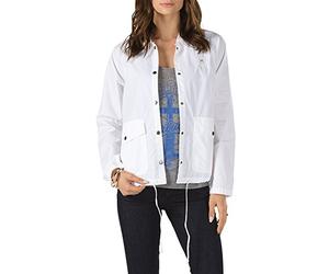 Vans Women's Program Jacket Leather Long Sleeve Jacket, White, Small