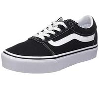Womens Vans Size 4.5, Platform Ward Sneaker, Black & White Suede Canvas Stack Lace Up Shoes, Low Top Ladies' Trainers, Lightweight Sports Shoes by Vans Active Wear Range (4.5 UK)