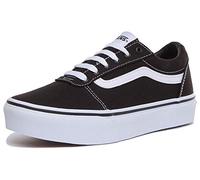 Vans Women's Ward Platform Canvas Sneaker, Canvas Black White, 2.5 UK