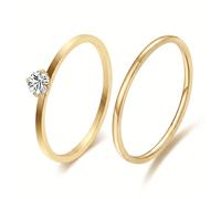 VanSabrina 1mm/2mm Stainless Steel Cubic Zirconia Wedding Band Rings Plain Stackable Thumb Pinky Band Non Tarnish Comfort Fit, Stainless Steel, No Gemstone