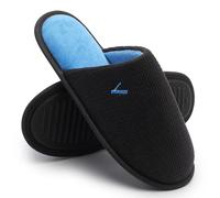 VANSARTO Mens Scuff Slippers Micro Suede Memory Foam Slide Clogs Slip on Indoor Outdoor House Shoes, Dark Gray/Blue-corduroy, 9-10