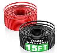 Vansdon 2x15FT Solar Panel Wire,10AWG Solar Wire，Tinned Copper PV Cable for Solar Panels Outdoor Automotive RV Mppt Boat Marine