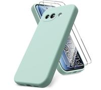 Vansdon for Google Pixel 10a Case, 2 Pack Tempered Glass Screen Protectors, Soft TPU Liquid Silicone Shockproof Gel Case-Mint