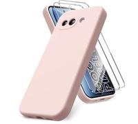 Vansdon for Google Pixel 10a Case, 2 Pack Tempered Glass Screen Protectors, Soft TPU Liquid Silicone Shockproof Gel Case-Pink