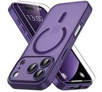 Vansdon Magnetic Case for iPhone 17 Pro with 1-Pack Tempered Glass Screen Protector, Compatible with MagSafe, Military-Grade Drop Protection, Slim Translucent Matte Shockproof Case - Bark Purple