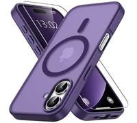 Vansdon Magnetic Case for iPhone 17 with 1-Pack Tempered Glass Screen Protector, Compatible with MagSafe, Military-Grade Drop Protection, Slim Translucent Matte Shockproof Case - Bark Purple