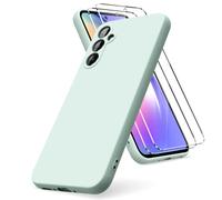 Vansdon Phone Case Compatible with Samsung Galaxy A54 5G, Pack of 2 Tempered Glass Screen Protector, Liquid Silicone Gel Ultra Soft Case - Mint