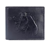 VANSH ARTS Men's RFID Blocking Leather Wallet- Bifold Wallet - Premium Napa Leather - 7 Card Slots ID Window Coin Pocket 2 Cash Compartments, Black, Regular Bifold, Horse Face