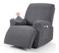 VANSOFY Recliner Chair Covers 3-Peices, Recliner Stretch Sofa Slipcover Recliner Cover Couch Protector Soft Furniture Protector Covers with Elastic Chair Covers(Dark Gray)
