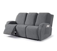 VANSOFY Recliner Cover, 3-Pieces Stretch Reclining Couch Covers with Pockets Reclining Sofa Slipcovers 3 Seater Soft Washable Furniture Protector for Dogs Cats(Dark Gray)