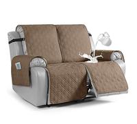 VANSOFY Waterproof Recliner Couch Covers, Sofa Covers 1-Piece Washable Reclining Sofa Cover Non-Slip Furniture Protector with Elastic Straps Pocket for Dogs, Pets(Light Brown,2 Seater)