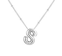 Vanstart Bubble Letter Necklace Balloon Initial Necklaces for Women Girls Dainty Alphabet Pendant 14K Gold Plated Puffy Name Personalized Jewelry Gift (S), Silver