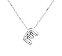 Vanstart Bubble Letter Necklace Balloon Initial Necklaces for Women Girls Dainty Alphabet Pendant 14K Gold Plated Puffy Name Personalized Jewelry Gift (E), Silver