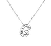 Vanstart Bubble Letter Necklace Balloon Initial Necklaces for Women Girls Dainty Alphabet Pendant 14K Gold Plated Puffy Name Personalized Jewelry Gift (G), Silver