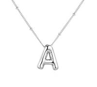 Vanstart Bubble Letter Necklace Balloon Initial Necklaces for Women Girls Dainty Alphabet Pendant 14K Gold Plated Puffy Name Personalized Jewelry Gift (A), Silver