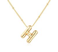 Vanstart Bubble Letter Necklace Balloon Initial Necklaces for Women Girls Dainty Alphabet Pendant 14K Gold Plated Puffy Name Personalized Jewelry Gift (H)