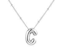 Vanstart Bubble Letter Necklace Balloon Initial Necklaces for Women Girls Dainty Alphabet Pendant 14K Gold Plated Puffy Name Personalized Jewelry Gift (C), Silver