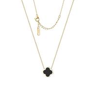 Vanstart Unique Four Leaf Clover Necklace for Women Girl White Black Blue Red Lucky Clover Pendant,18K Gold Plated Jewelry Christmas Valentine's Day Gifts (Black-Gold)
