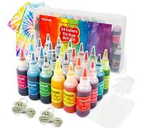 Vanstek Tie Dye Kit, 24 Colors Tie Dye Shirt DIY Fabric Dye for Women, Kids, Men, with Rubber Bands, Gloves, Plastic Film and Table Covers for Family Friends Group Party Supplies