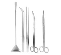 VANSUKY 5-Piece Stainless Steel Aquarium Aquascaping Tools Kit - Includes Spatula, Straight & Curved Tweezers, Straight and Curved Scissors for Plant Care and Substrate Maintenance
