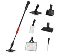 VANSUKY 6-in-1 Aquarium Cleaning Tool Set - Extendable Fish Tank Cleaner Kit with Net, Sponge Brush, Algae Scraper, Gravel Rake, Tube Brush - Durable Rustproof Plastic, 32.8-inch Handle