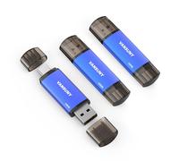Vansuny 128GB 3 Pack USB Type-C Flash Drives 2-in-1 Dual Flash Drive USB A + USB C OTG Flash Drive for Android Smartphone Tablet Computer Laptop (Blue)
