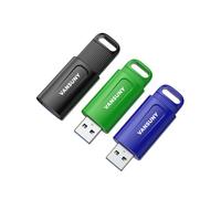 VANSUNY 128GB Flash Drive,3 Pack USB 3.0 Thume Drive Slide Retractable Memory Stick with Lanyard Hole for PC/Laptop/Computer Storage & Backup Files Picture Video (Black,Green,Blue)
