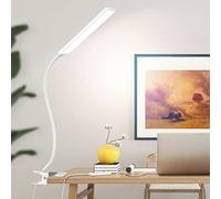 Vansuny Clip on Light LED Desk Lamp with Eye-Caring LED Light and Metal Clip, 11 Level Brightness 3 Color Modes, Power by USB Port 5W Flexible Gooseneck Reading Light for Home and Office (5W, White)