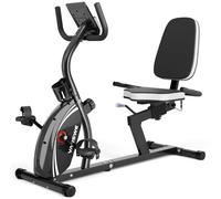 Vanswe Magnetic Tension Exercise Bike Adjustable Resistance Recumbent Bike Transport Wheels Fitness Stationary Bicycle (Yellow/Black)