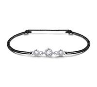 VANSZA Bracelet for Women 925 Sterling Silver with Sparkling 3 Cubic Zirconia Diamond, Adjustable Rope, Bracelets For Ladies Mum Wife | Birthday Gifts for Her