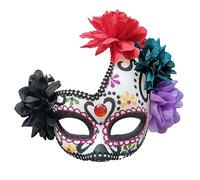 Vansza Mexican Day of the Dead Masks Women's Masquerade Masks Mexican Day of the Dead Sugar Skull Eye Masks Halloween with Flowers Ghost Masks CosPlay Performance Rave Party (A)