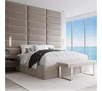 VANT Upholstered Headboard - Accent Wall Panels - Packs of 4 - Easy to Install - Single & Double bed Size (91cm Wide, Plush Velvet Sand Storm)