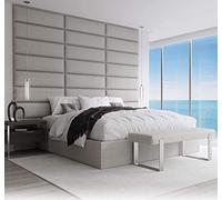VANT Upholstered Headboard - Accent Wall Panels - Packs of 4 - Easy to Install - Single & Double bed Size (91cm Wide, Weave Moondust Grey)