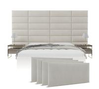 VANT Upholstered Headboards - Accent Wall Panels - Packs of 4 - Easy to Install - Twin - King Size Headboard (76cm WIDE, Suede Neutral)