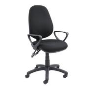 Vantage 100 2 lever PCB operators chair with fixed arms - black