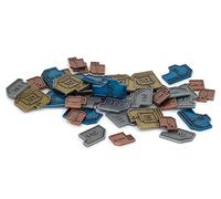 Stonemaier Games: Metal Sci-Fi Coins (Vantage) | Sci-Fi Coins to Enhance Your Gameplay | 45 Metal Coins - $1 (x18), $2 (x12), $5 (x9), and $10 (x6) Coins Made of zinc Alloy