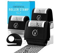Vantamo 3 Pack Address Blocker Stamp for Hiding Sensitive Information, Wide Identity Theft Protection Roller Stamp with 1 Box Cutter, Confidential Ink Roller for Data Theft Prevention, Classy Black