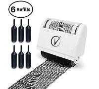 Vantamo Address Blocker Stamp for Hiding Sensitive Information, Wide Identity Theft Protection Roller Stamp with 6 Refills, Confidential Ink Roller for Personal Data Theft Prevention, Classy White