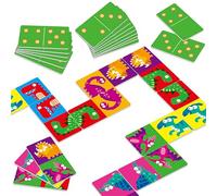 Vantasii 28 PCS Dinosaur Domino Cards, Double-sided Domino Game Cards for Kids, Jumbo Size Matching Game for Ages 3+