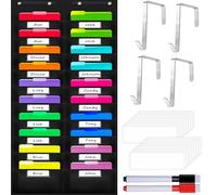 Vantasii Nylon Storage Pocket Chart with 20 Name Tag Pockets, Hanging Wall File Organizer, 4 Hooks and 20 Blank Cards, Organize Your Assignments, Files, Scrapbooks, Paper (28.5”x 47”)
